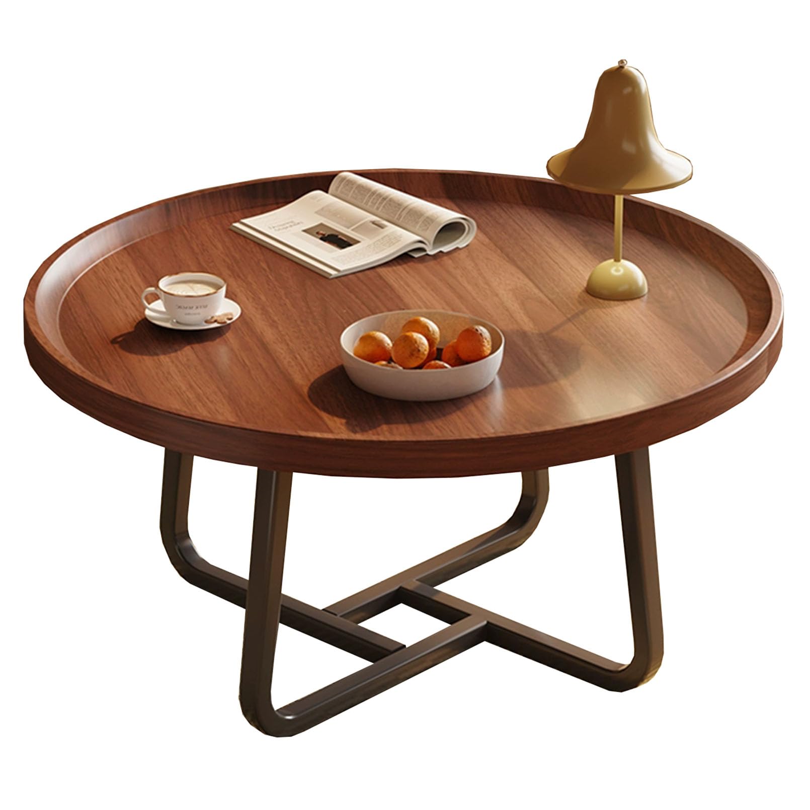 Table basse ronde en bois massif de salon pour salle à manger