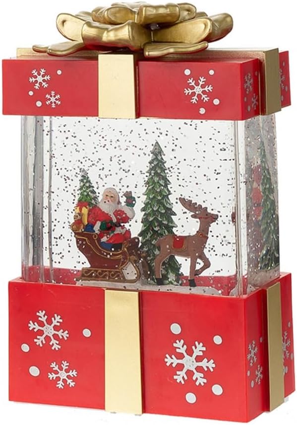 Christmas Musical Light Up Snowfall Music Box Festive Desktop Ornament Holiday Party Supplies for Kids and Adults