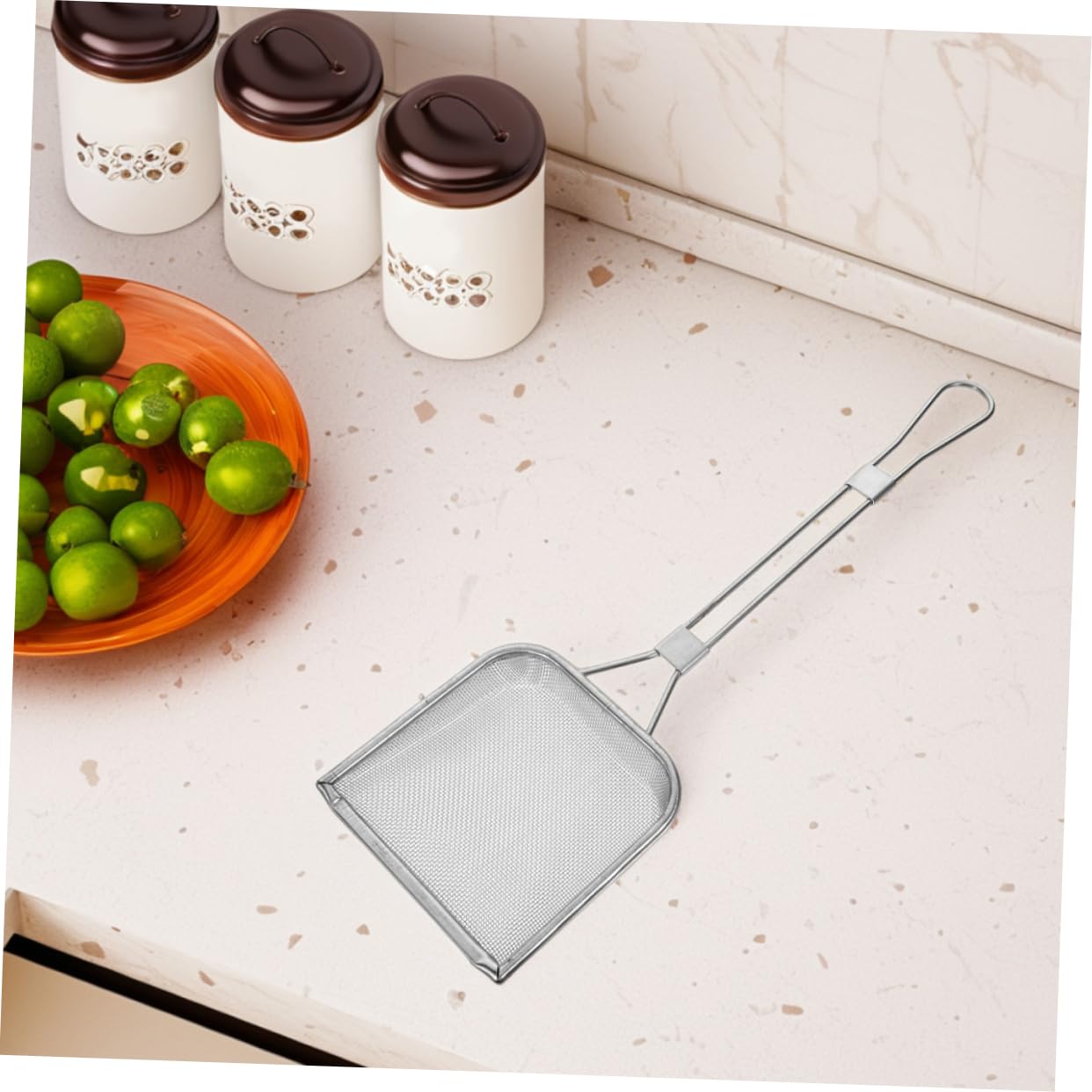 2 Pièces Cuillère Passoire Carrée Acier Inoxydable Écumoire à Huile Pour Friteuse Usage Cuisine Professionnel Maille Fine Résidu Friture Nourriture Poignée Filtre Pâtes Chaud