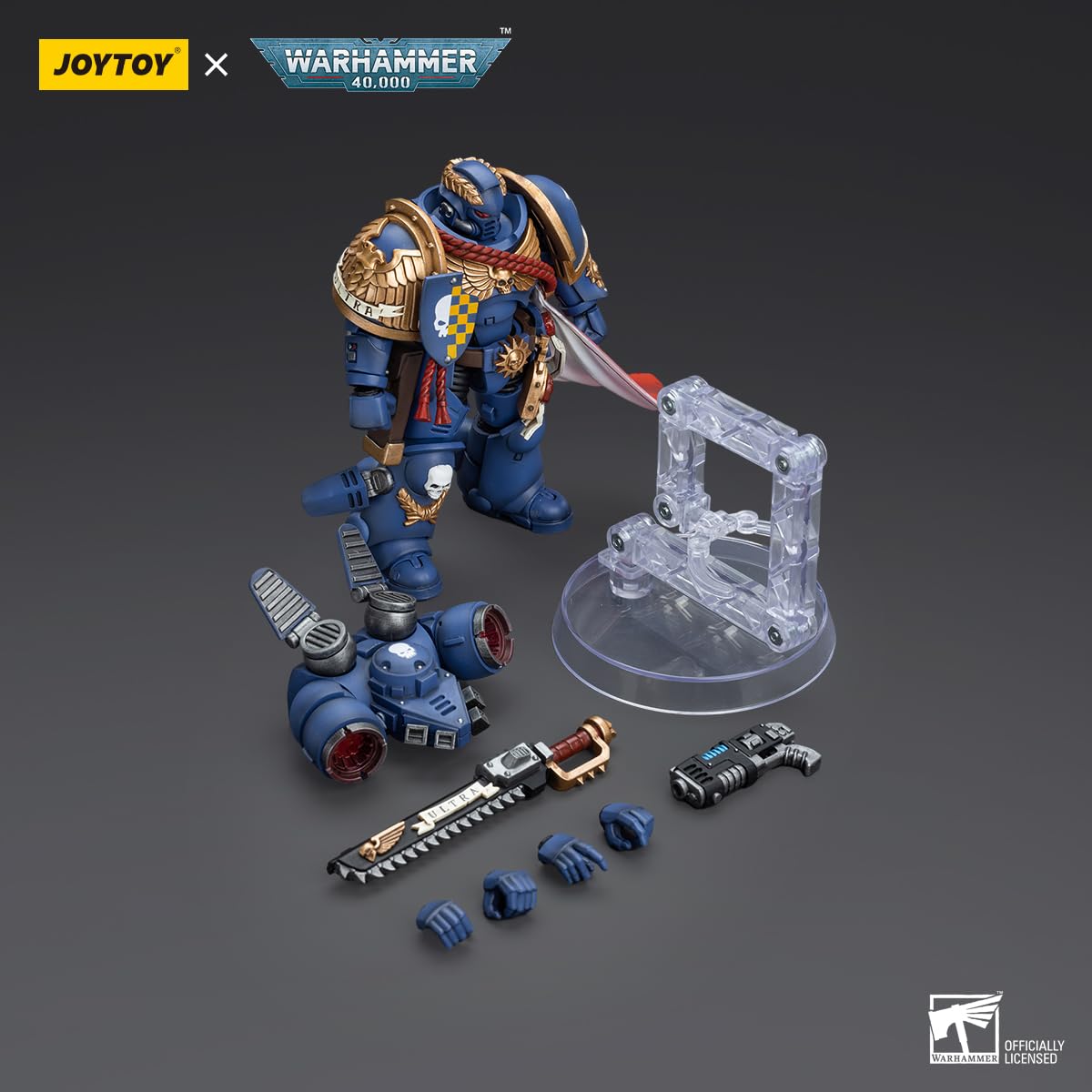 TOYVERSE JOYTOY 1/18 Figurka akcji Warhammer 40,000, kapitan ultramaryny z pakietem skokowym, model postaci ruchomych stawów, od 15 lat