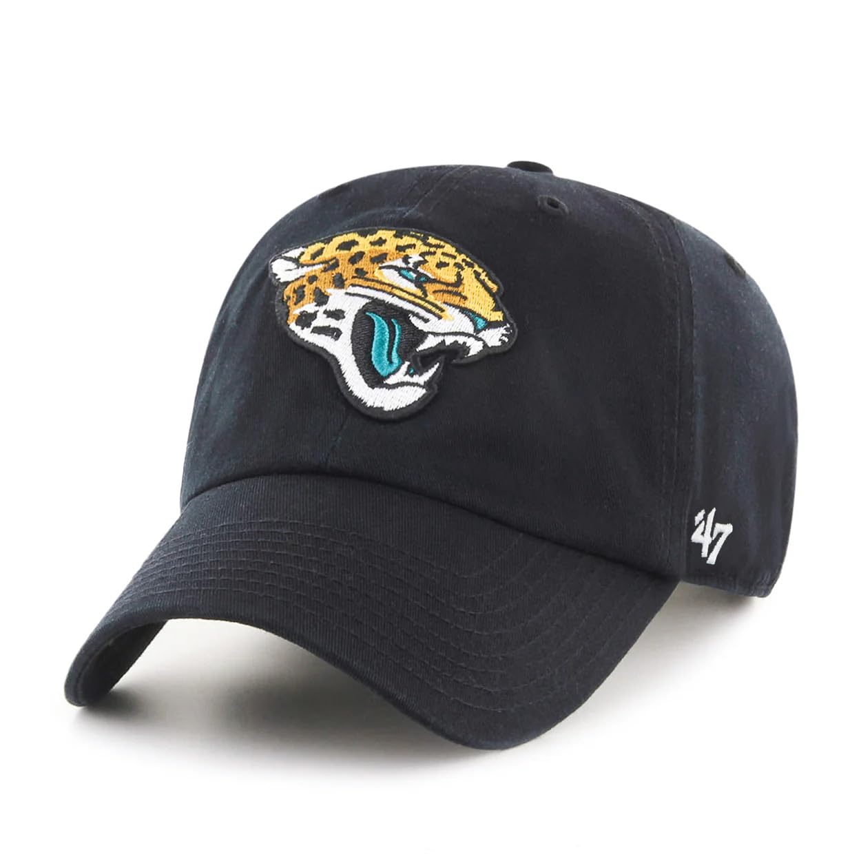 47 NFL Unisex Adult Clean Up Primary Logo Adjustable Hat Cap One Size, Jacksonville Jaguars - Black, One size