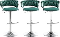 Vista 87 de Gold Velvet Bar Stools Set of 4, Counter Height Barstools with Low Back, Swivel Bar Stool for Kitchen Island, Pub (Grey)