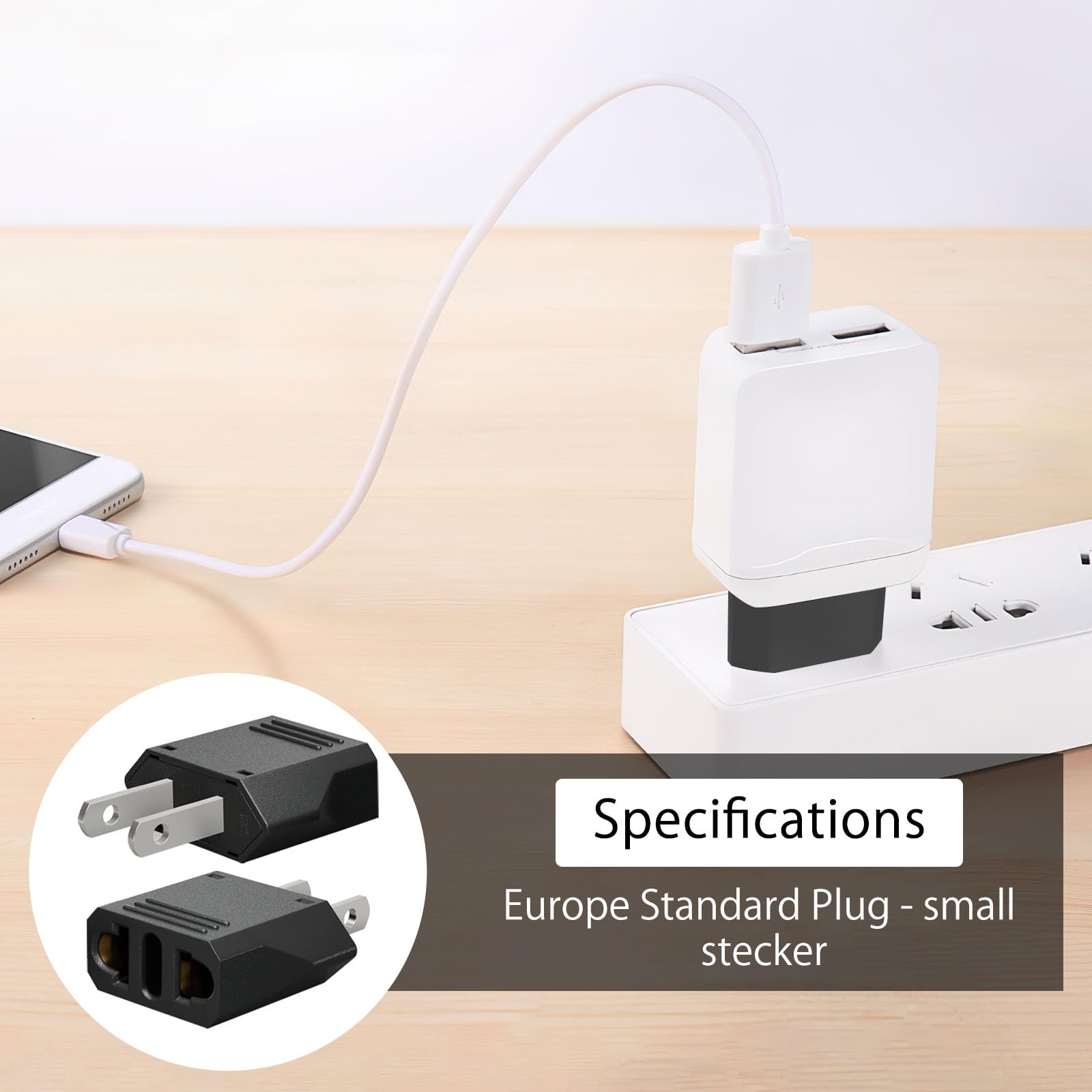 TNSLAND 4 szt. adapter podróżny USA, adapter sieciowy wtyczka USA Niemcy, wtyczka USA, adapter wtyczka, wtyczka USA, adapter do UE, Ameryki/Kanada/Meksyk/Japonia, 2 piny, uniwersalny adapter