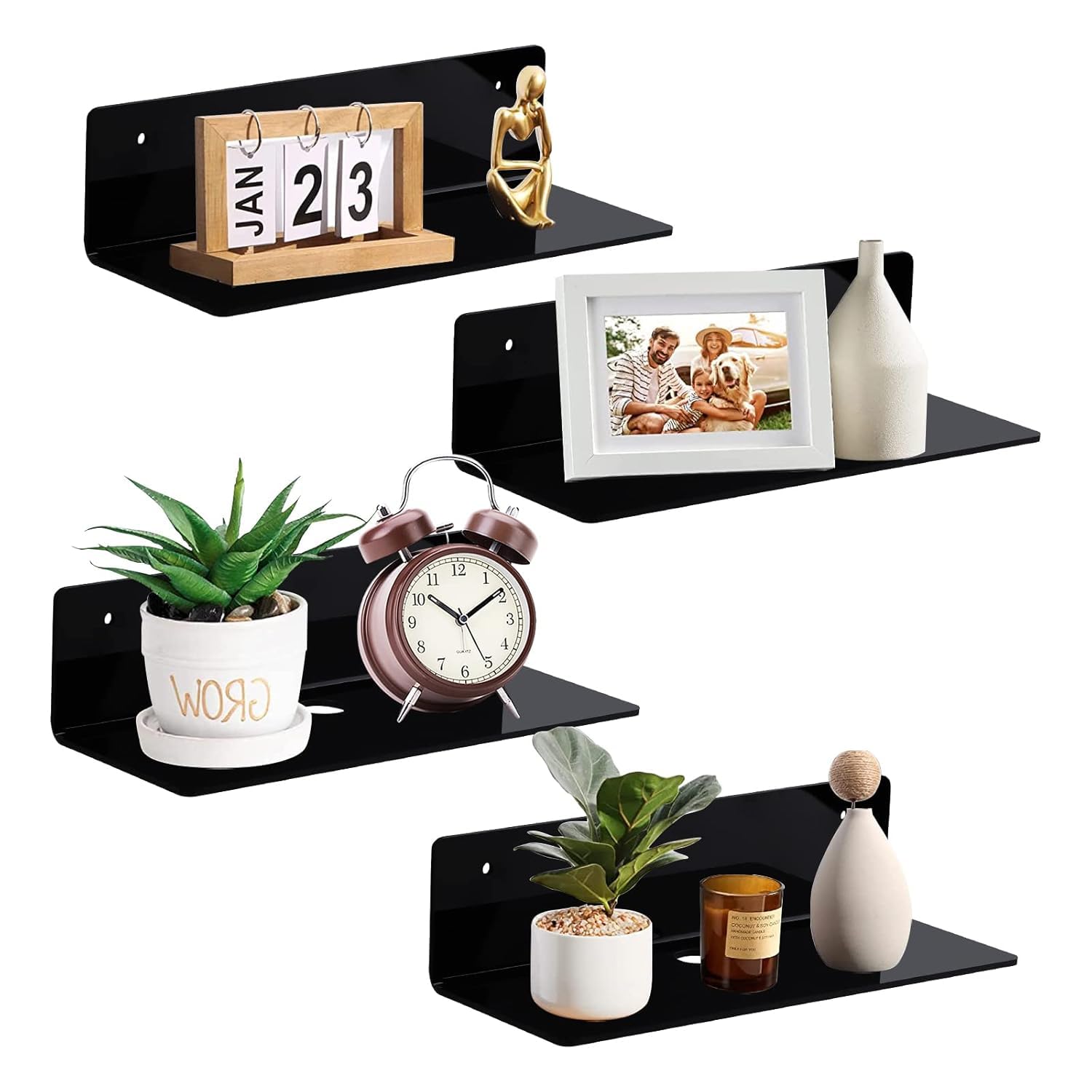BLURISM Wall Decor Wall Shelves for Living Room Bathroom Shelves Over Toilet - Wall Mounted Floating Shelves Toilet Paper Storage Small Farmhouse Decor Shelf-image-28