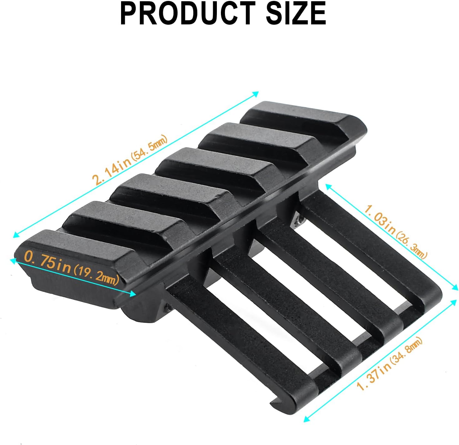 45 Degree Offset Mount, 5 Slots Offset Picatinny Rail Mount for Flashlights Laser Red Dot Sights, Black Offset Optic Mount for 20mm Picatinny Rail