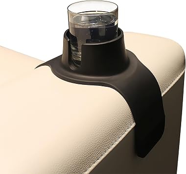 HIT PRODUCTS CouchCoaster® - Original & Patented Armrest Couch Cup Holder, Jet Black - A Weighted, Silicone, Anti Slip Coaster Stops Spills On Your Sofa, Armchair Or Recliner & Keeps Drinks i...
