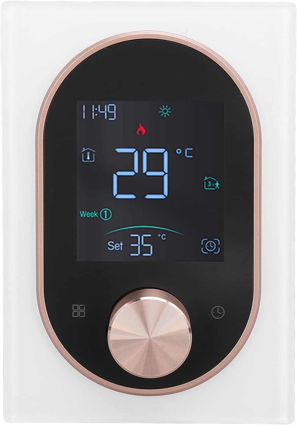 Smart Color Thermostat LCD Programmable Knob Control Touchscreen Electric Heater Thermostat with APP for Home Hotel Office AC 95V to 240V (Normal Model)