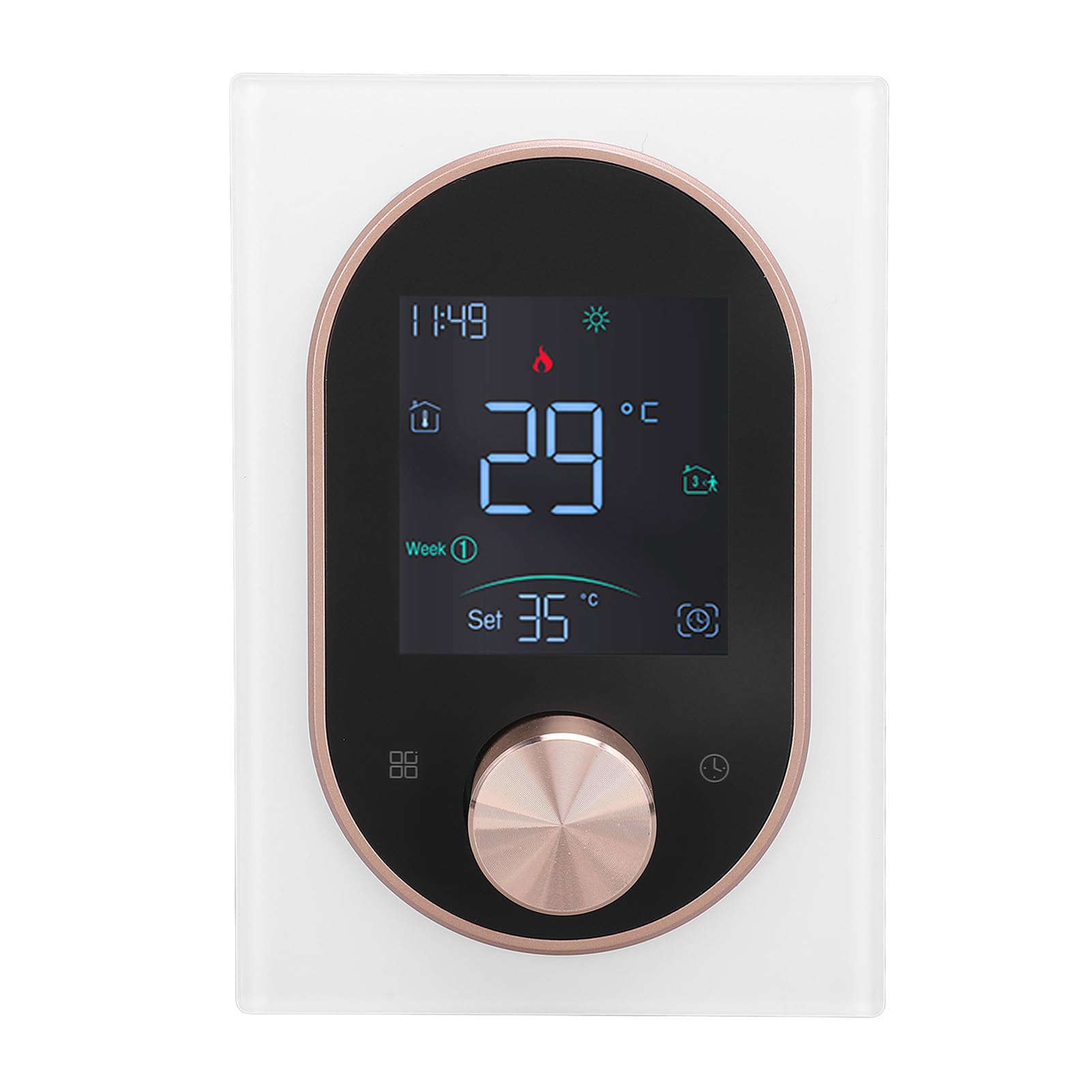 Tnfeeon Inteligentny Termostat Programowalny LCD z Kolorowym Ekranem Dotykowym, Termostat Nagrzewnicy Elektrycznej ze Stopu Aluminium ABS AC 95 V do 240 V, Sterowanie Głosowe aplikacją do Domowego