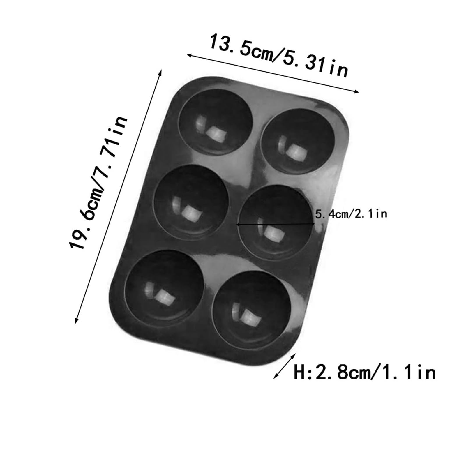 1/2/3 Uds. Molde semicírculo pequeño de 6 agujeros for Chocolate, molde silicona con esfera Media bola for caramelo, pudín, gelatina, helado(3pcs-brick red)