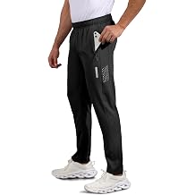 Mens Athletic Pants Lightweight Slim Fit Track Pants with Zipper Pockets, Quick Dry Sports Pants for Running Gym