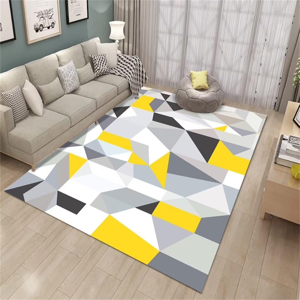 Tapis géométrique coloré grand format en relief pour une décoration haut de gamme
