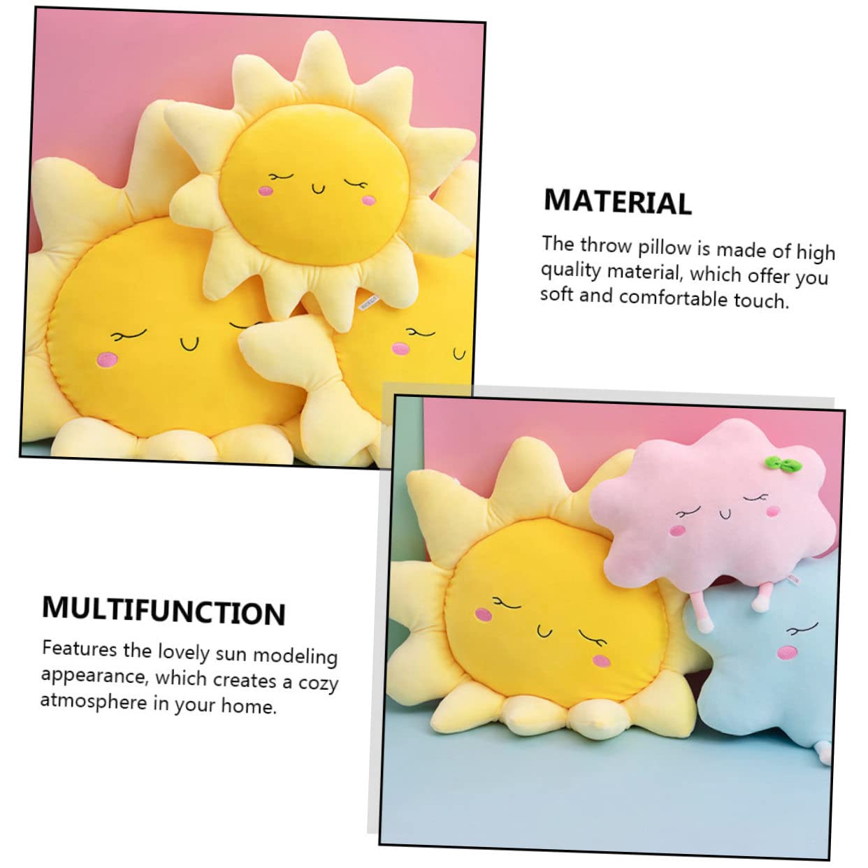 Beaupretty Cuscino Sole Morbido in Cotone Pp Cuscino Peluche Decorativo Per Bambini E Relax Casa Divano Letto