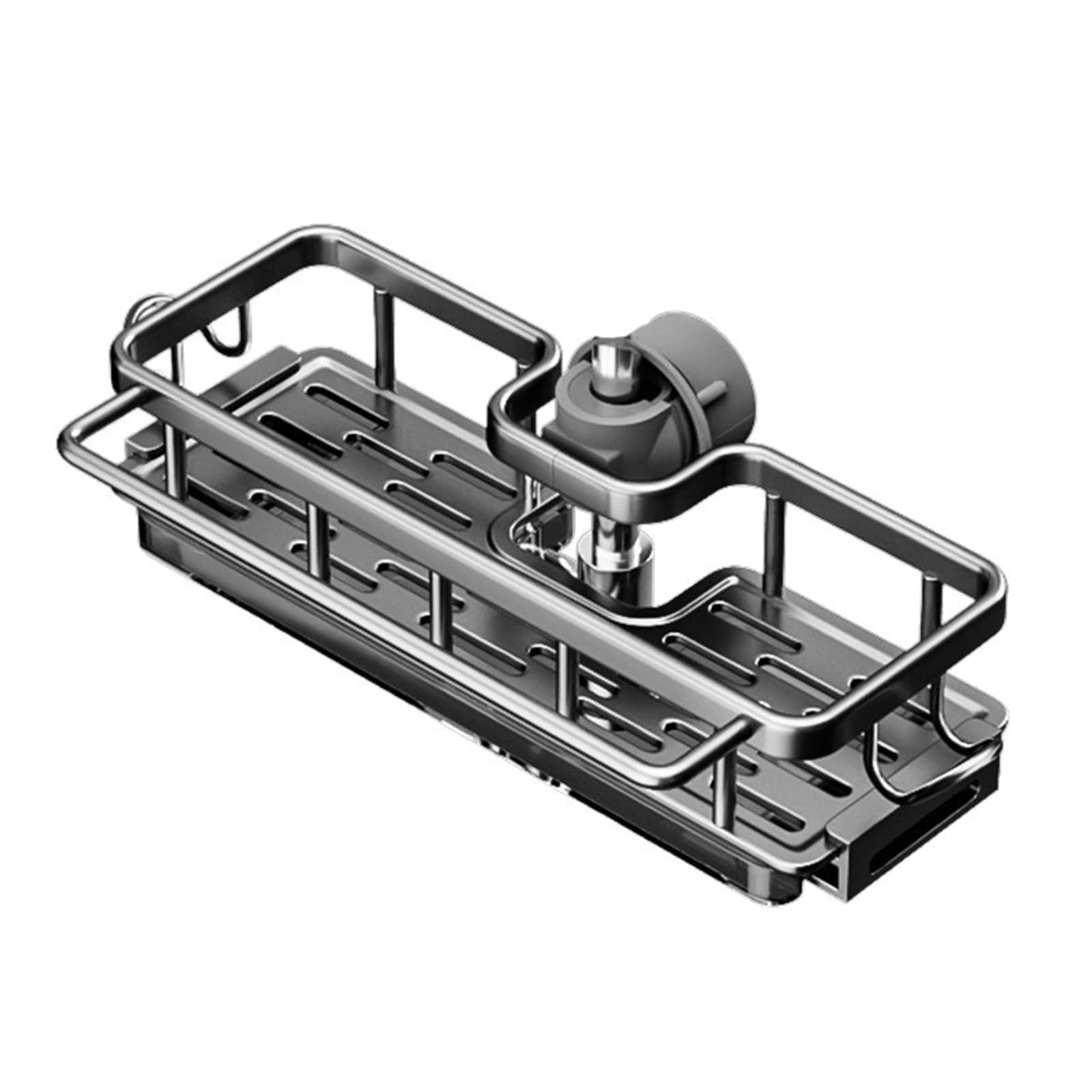 PANGBOER Detachable Kitchen Sink Faucet Organizers with Drip Tray Sponge Holder Sink Organizers Rack for Kitchen Bathroom Detachable Hanging Drain Rack with Drip Tray
