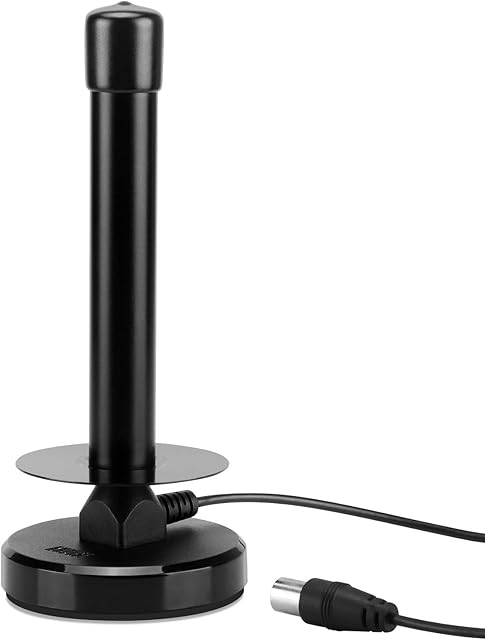 Portable Freeview TV Aerial - August DTA250 - Indoor/Outdoor HD Digital Antenna for USB TV Tuner/DVB-T2 Television/DAB Radio for Motorhome Caravan Camper - With Magnetic Base
