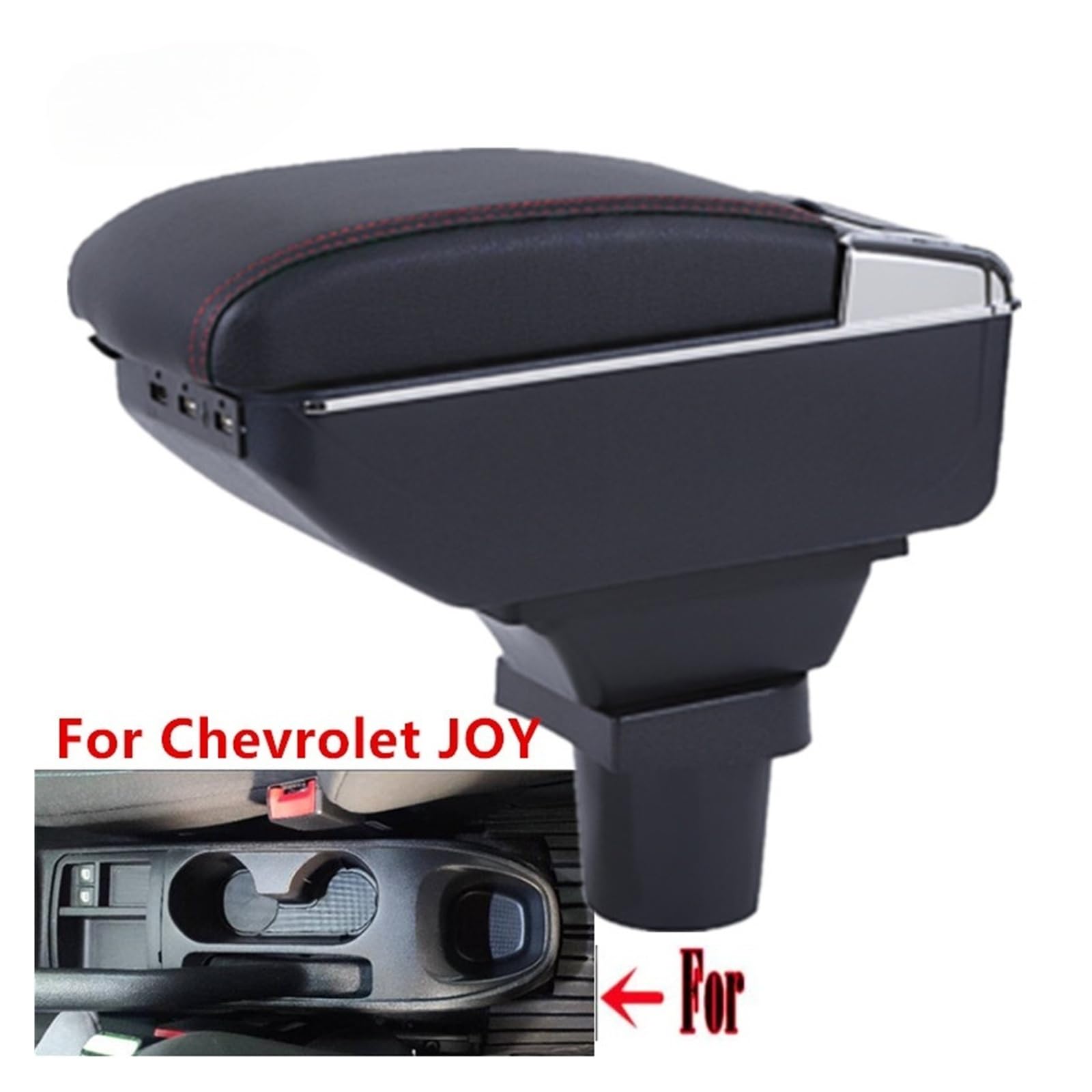 Pasuje do Chev//rolet JOY podłokietnik samochodowy ze schowkiem konsola środkowa części wewnętrzne akcesoria z USB(H Style All Black)