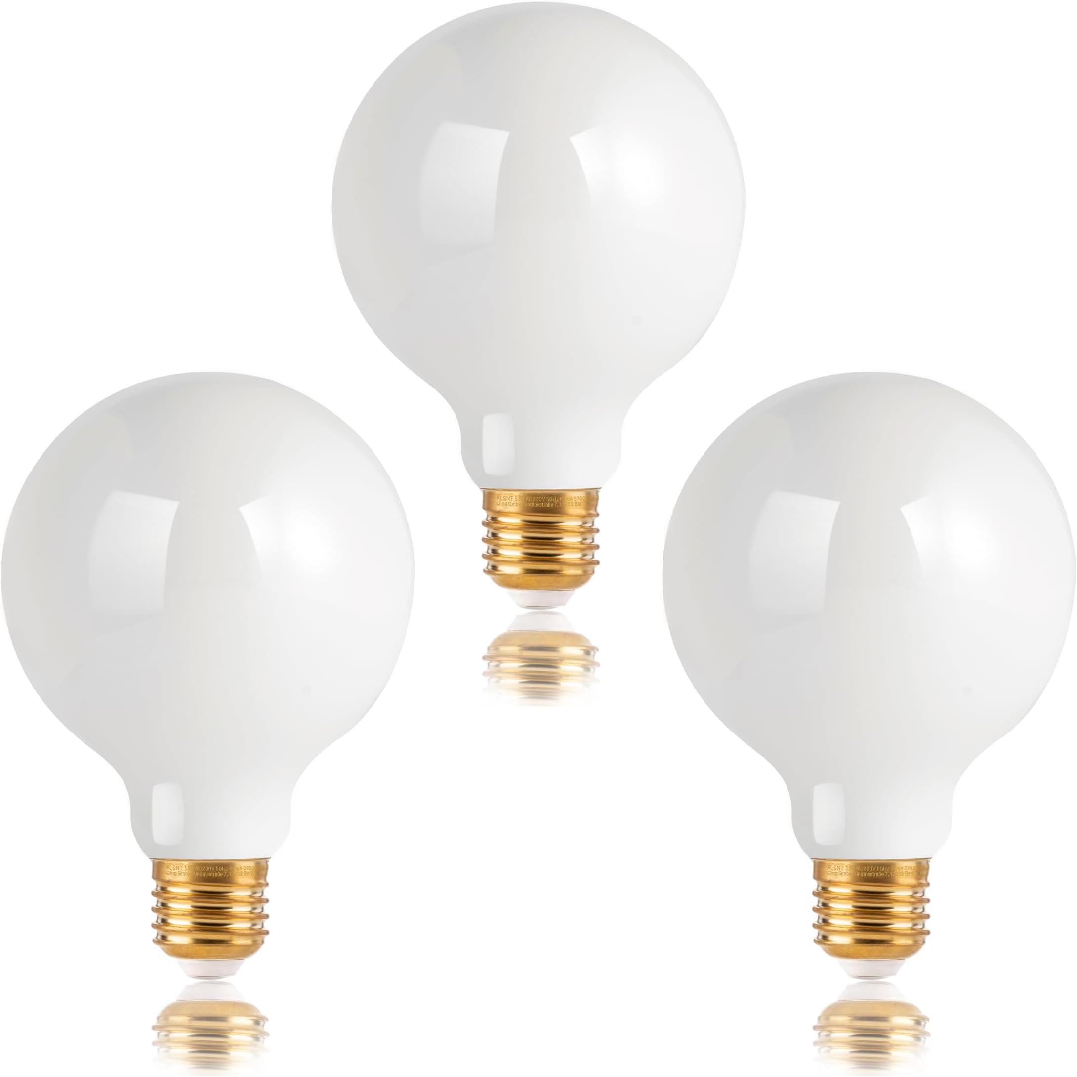 FLSNT Dimmable E27 Screw Bulb 40W, G95 LED Filament Edison Screw in Light Bulb, 5.5W E27 Vintage Light Bulbs Warm White 2700K, Milkly Glass, Pack of 3