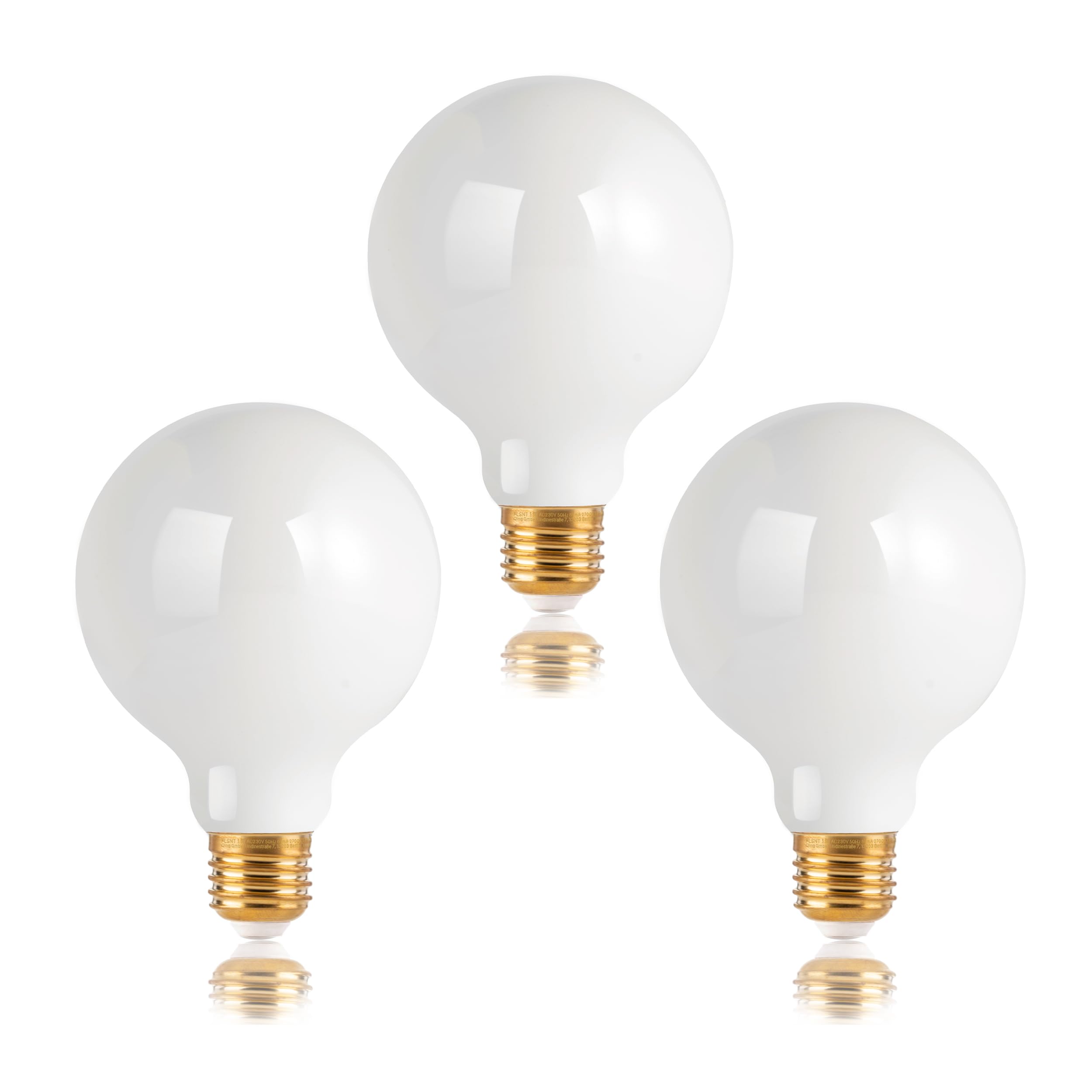 FLSNT Dimmable E27 Screw Bulb 40W, G95 LED Filament Edison Screw in Light Bulb, 5.5W E27 Vintage Light Bulbs Warm White 2700K, Milkly Glass, Pack of 3