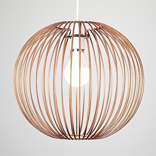 MiniSun Retro Metal Basket Style Globe Ceiling Pendant Light Shade in a Copper Effect Finish - Complete with a 6w LED GLS Bulb [3000K Warm White]