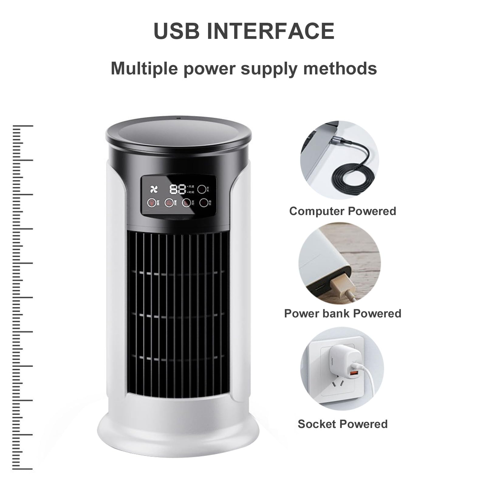 Mini raffrescatore d'aria portatile USB,Ventilatore evaporativo 3 in 1 con display digitale a LED,6 velocità, timer di 6 ore, ventilatore da tavolo compatto e silenzioso per camera da letto, ufficio |