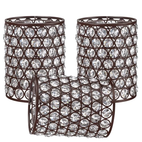 Image of 3 Pack Crystal Replacement Covers Metal Shade Pendant Ceiling Chandelier Wall Sconce Lamp Oil Rubbed Bronze Fixture
