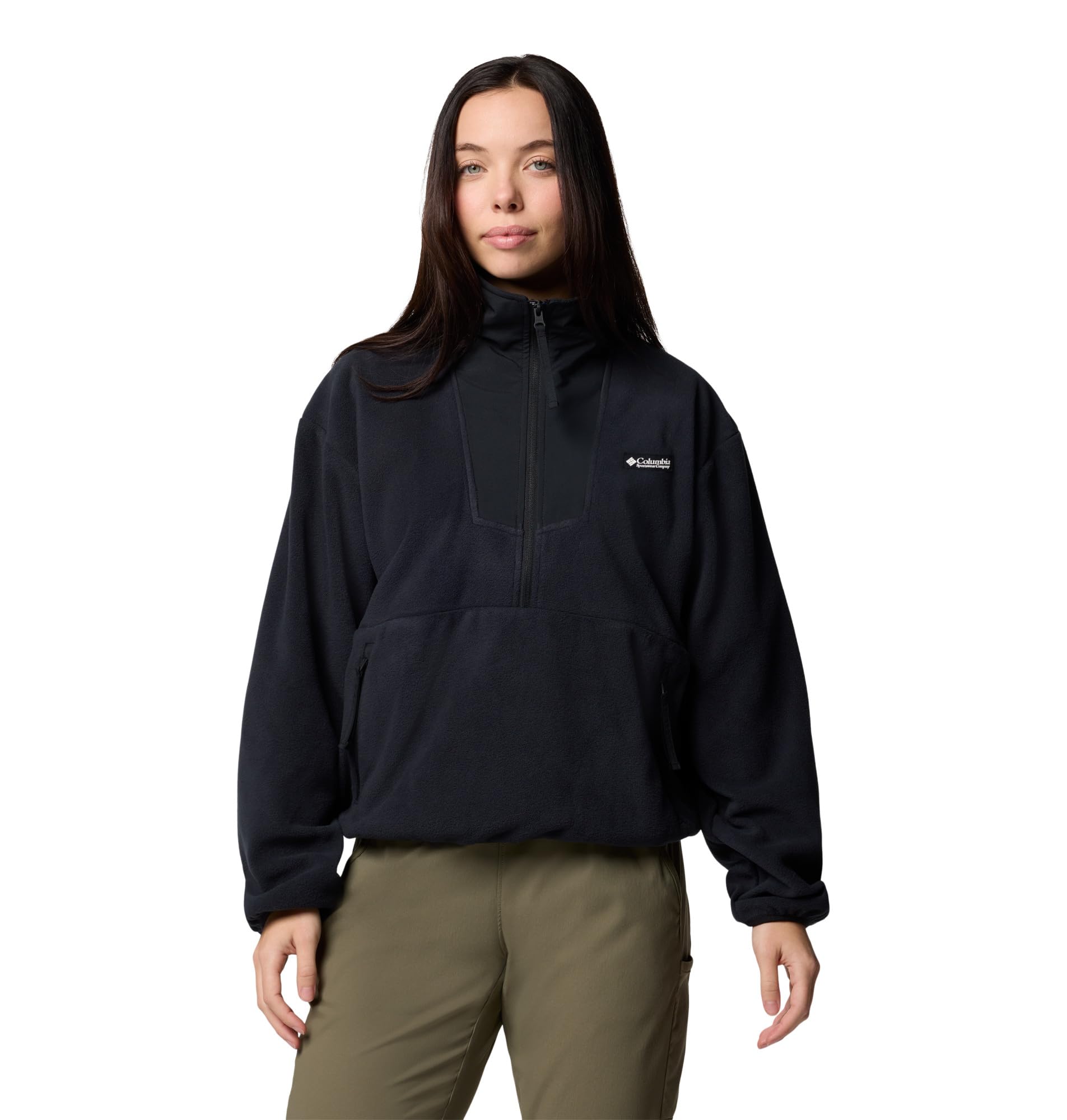 Columbia Women's Sequoia Grove 1/2 Zip Fleece, Fleece Pull Over, Black, Large