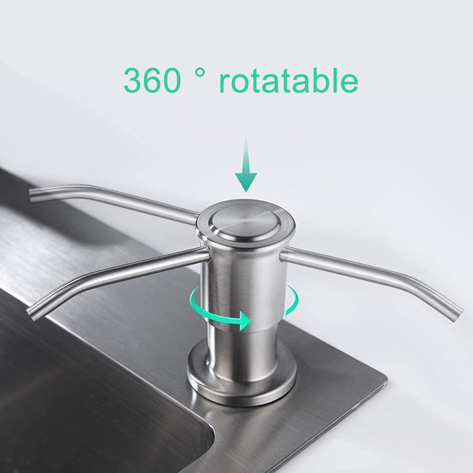 Maizoon Dispenser di sapone integrato per cucina in acciaio inossidabile 304 con bottiglia da 500 ml e tubo di prolunga da 100 cm, dispenser per sapone per le mani, argento spazzolato