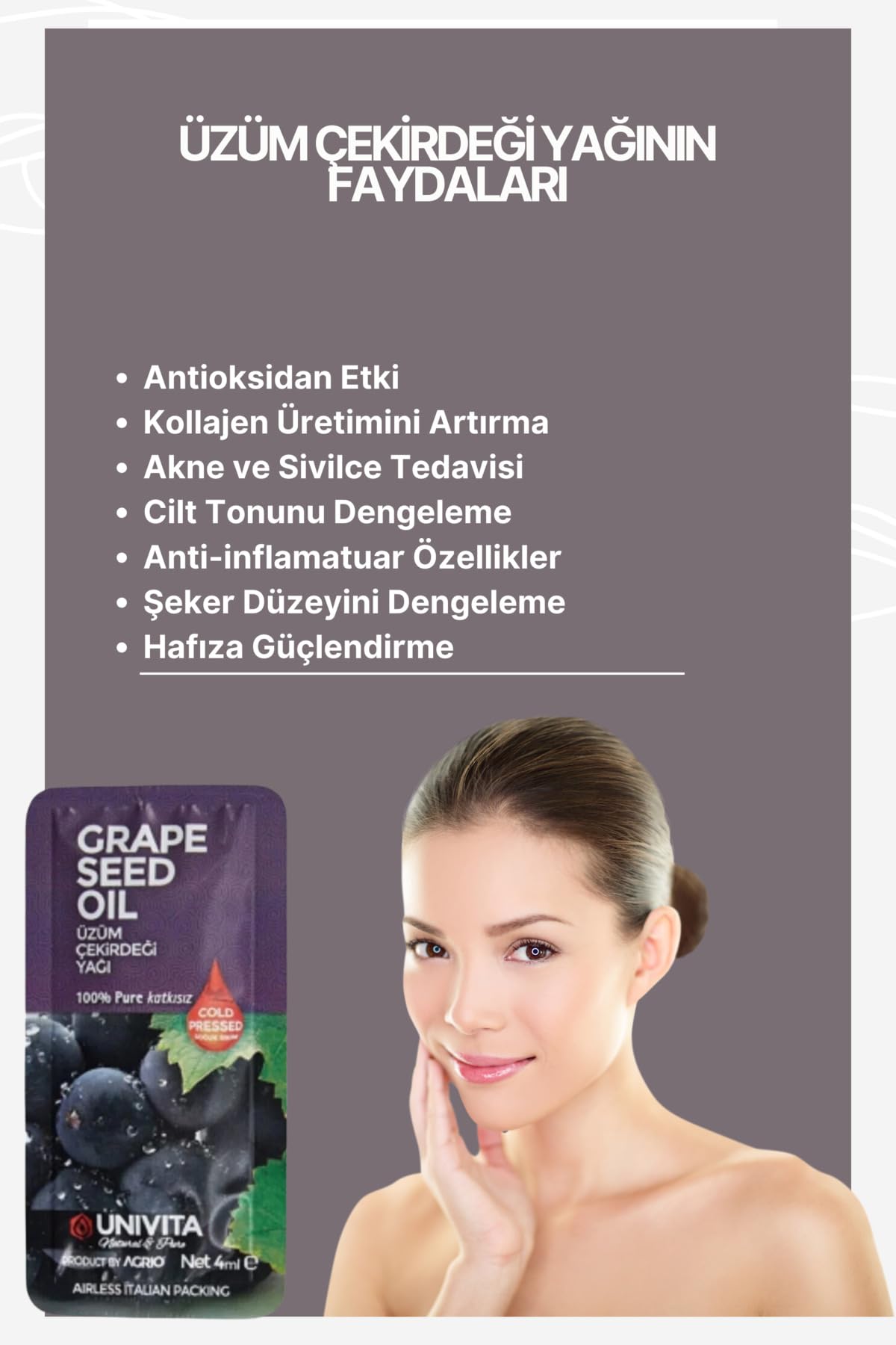 UNIVITA 100% Pure Natural Grape Seed Oil, 24 ml (Pack of 1) - Image 3