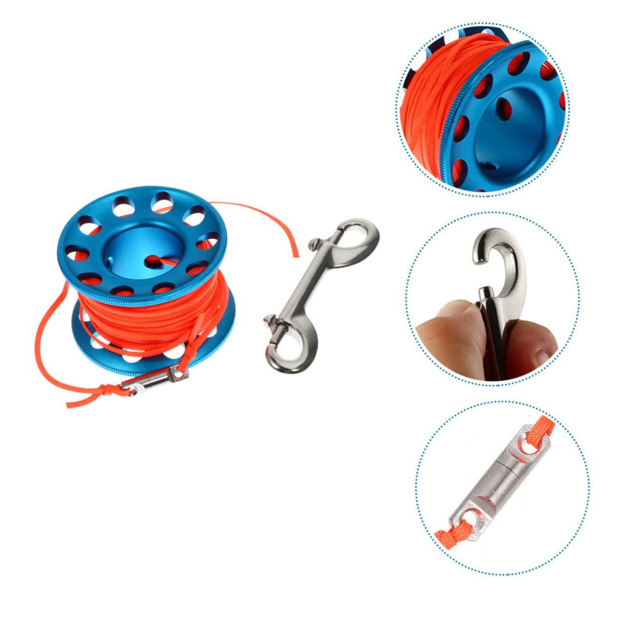 Sosoport 2 Sätze Tauchen Finger Spool Reel Blauer Unterwasser Spool Robustes Tauchzubehör mit Schnappverschluss Tauchen Equipment für Schnorcheln und Scuba Diving