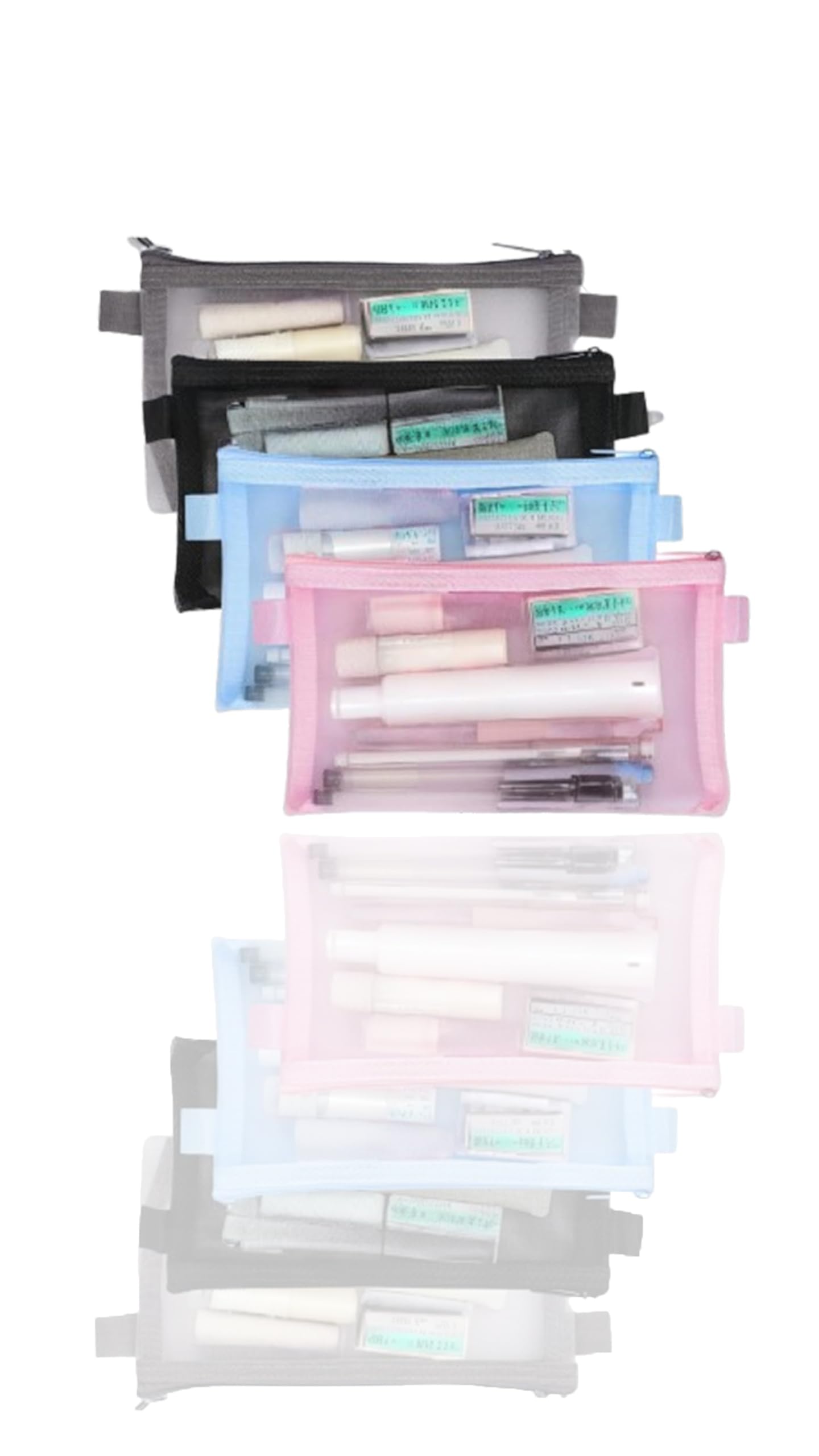 Sponsored Ad – Clear Mesh Zipper Pencil Case Set - 4 Piece Exam Stationery Organizer for Students and Makeup Storage for Women(Pink Blue Black Gray)