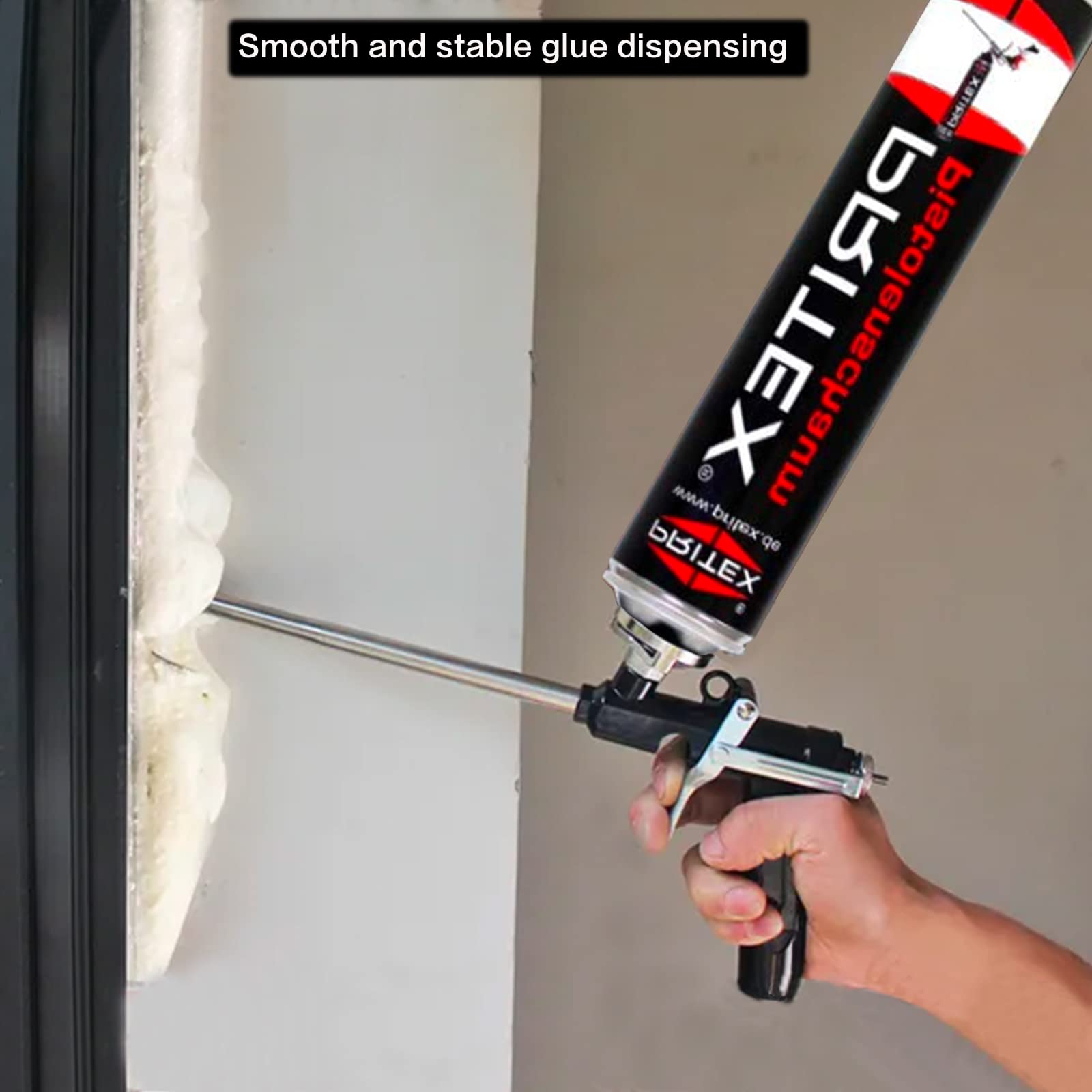 2 pezzi Pistola a Schiuma Poliuretanica in da Costruzione Poliuretano Professionale Espansa con Ugello Acciaio Inox Ed Impugnatura Ergonomica per Calafataggio Riempimento Sigillatura, Nero