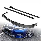 HK5 9pcs Combo Front Bumper Body Kit Lip + Side Skirt Extensions Diffuser Compatible with 2019-2022 BMW 3-Series G20 / G21 Sport-Line Bumper Only (Painted Carbon)