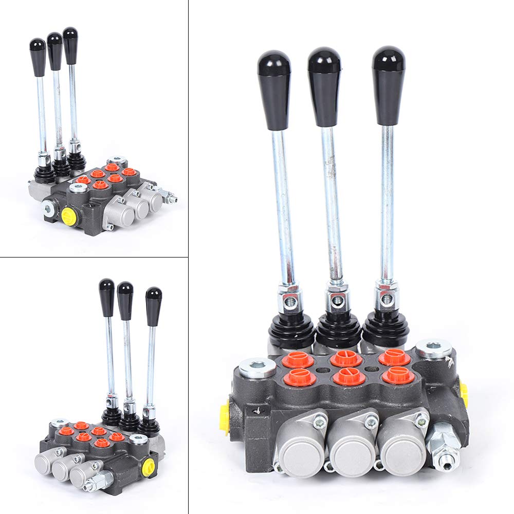 Valvola a leva manuale idraulica, valvola direzionale multidirezionale, 40 l/min, 3 vani, valvola di controllo manuale, 3600 PSI, valvola idraulica, cilindro a doppia azione