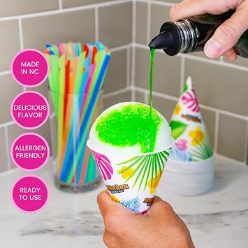 Hawaiian Shaved Ice Snow Cone Machine Package with 6 Flavoring Syrups and Party Ready Accessories