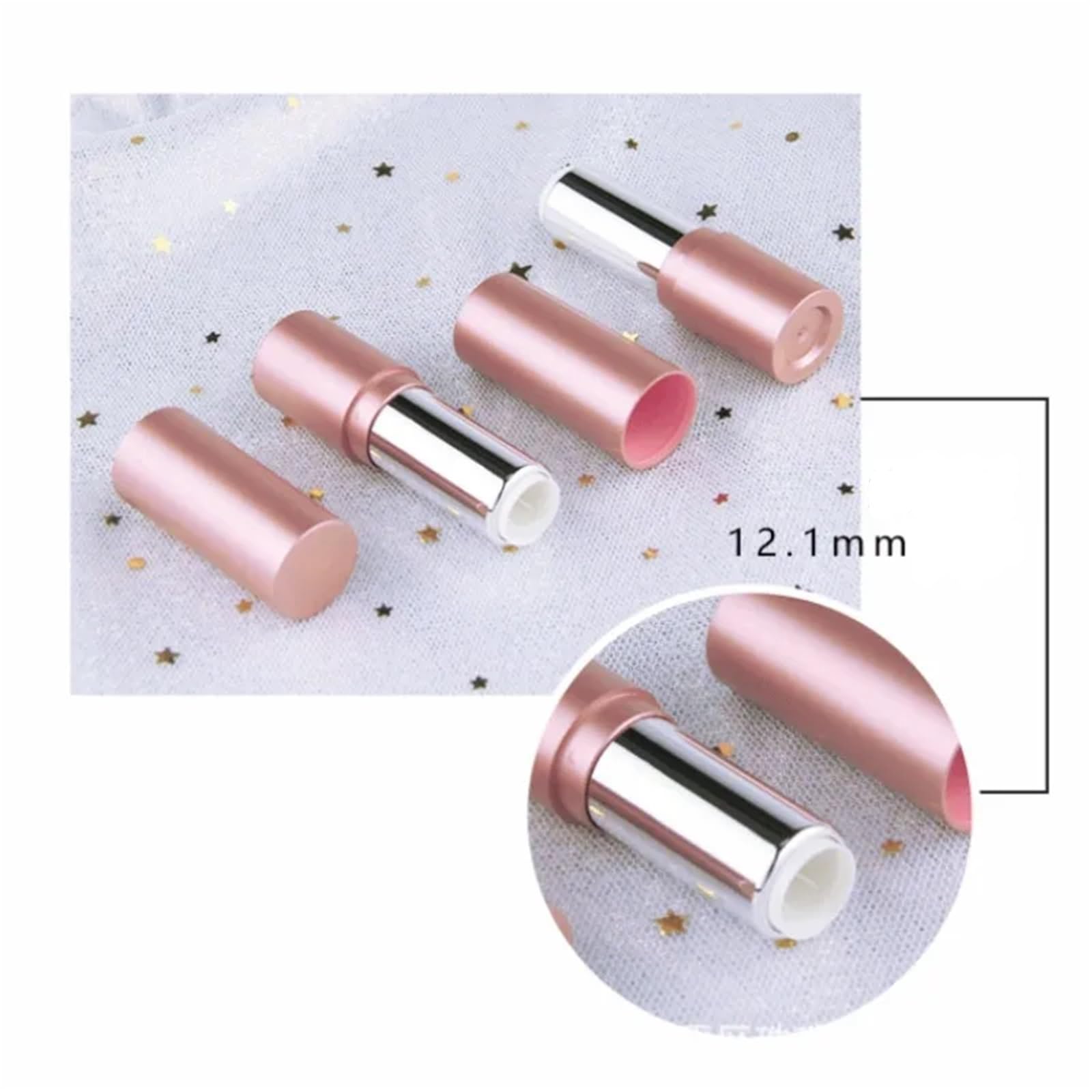 Leere Lippenstift-Röhren, 10 Stück, 12,1 mm, leere Lippenstift-Behälter, Flaschen, matt, Roségold, Lippenstift, Lippenstift, Lippenstift, Lippenstift, Tuben für DIY-Lippenstift (30 Stück)