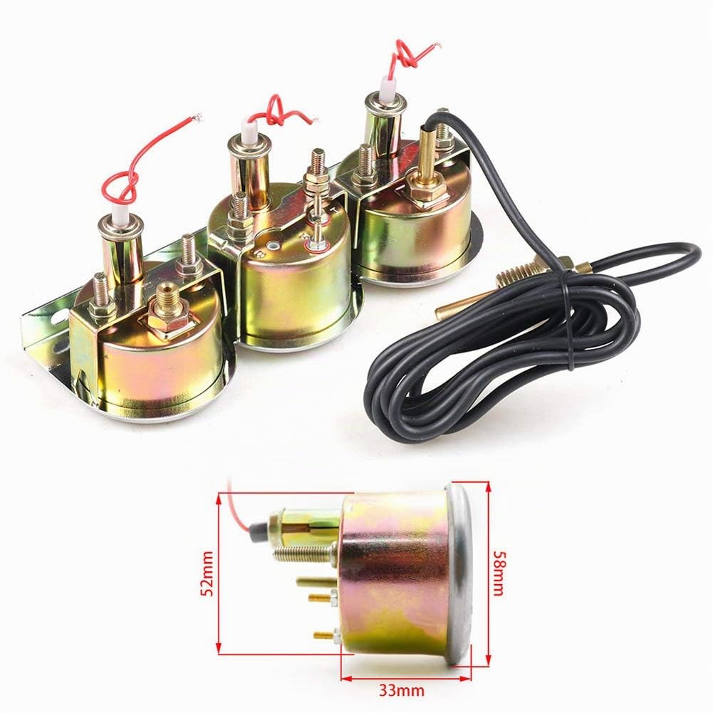 Asudaro Kit de jauge triple, 52mm 3 en 1 Kit de compteur de voiture Triple compteur de pression d'huile automatique Jauge de température de l'eau Jauge de voltmètre Instrument auxiliaire pour camion