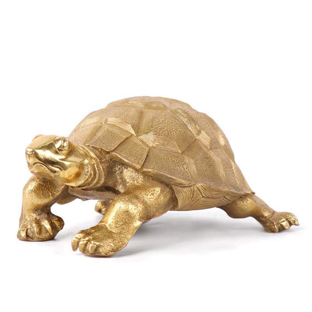 SnamicE ornaments large pure brass golden turtle statues,chinese decor figurine for home and office,wealth and good luck sculpture,
