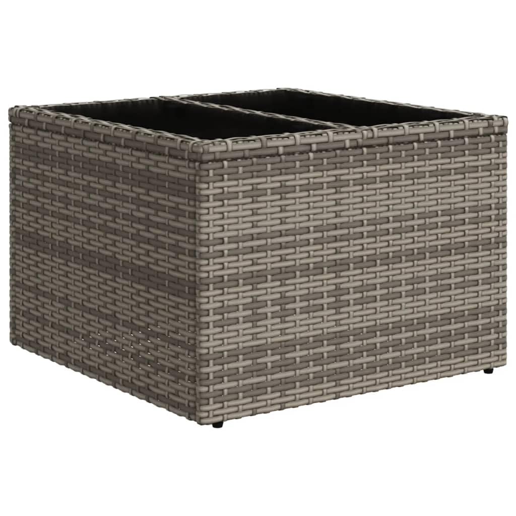 Set Divano da Giardino 9 Pezzi in Polyrattan con Tavolo Grigio | Salotto modulare da esterno per terrazzo e patio con cuscini imbottiti sfoderabili e piano in vetro temperato.