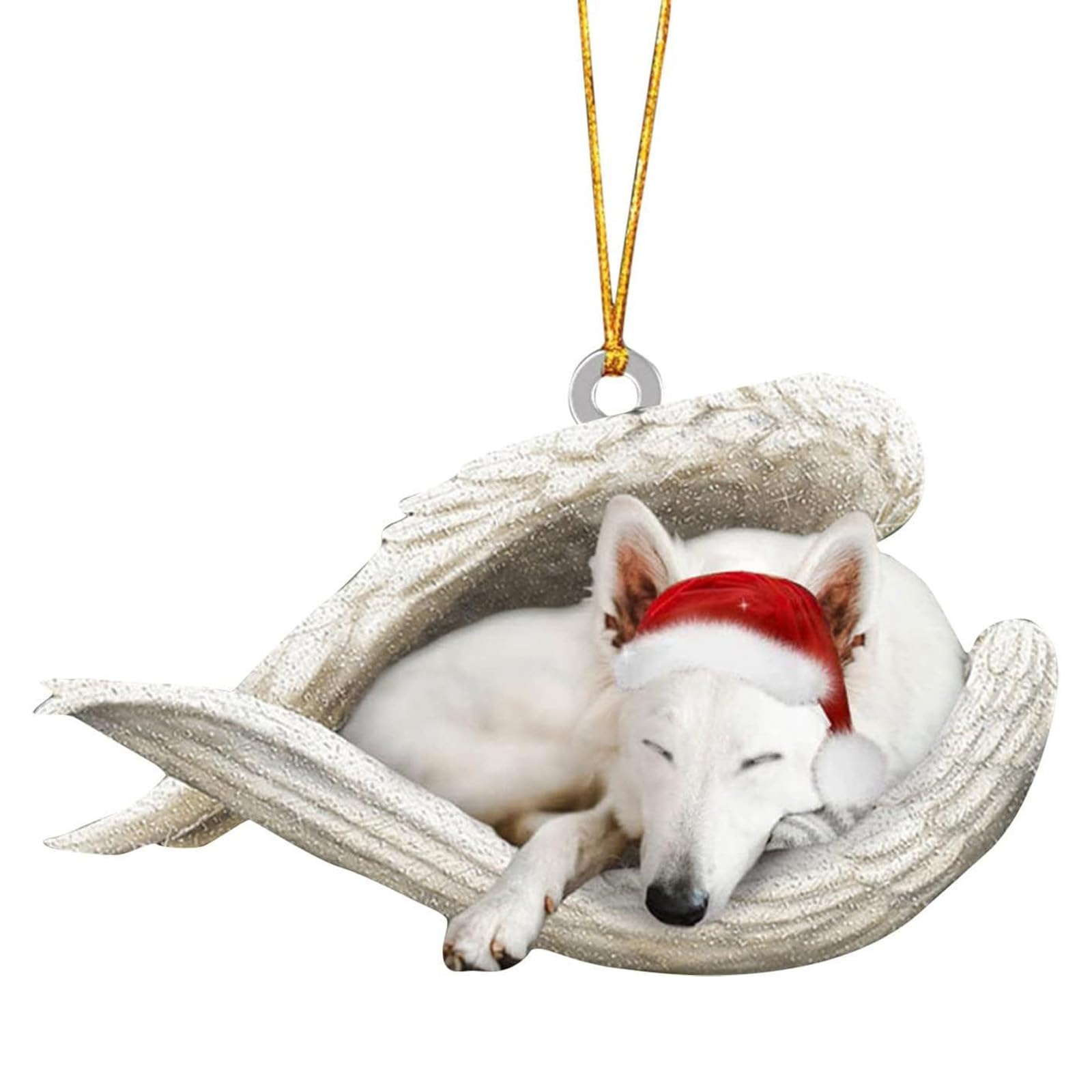 KAQNTUD Car Interior Decoration Shatterproof Acrylic Angel Dog Hanging Ornament for Christmas Tree Wreath Vehicle Interior Shatterproof Christmas Hanging Ornament