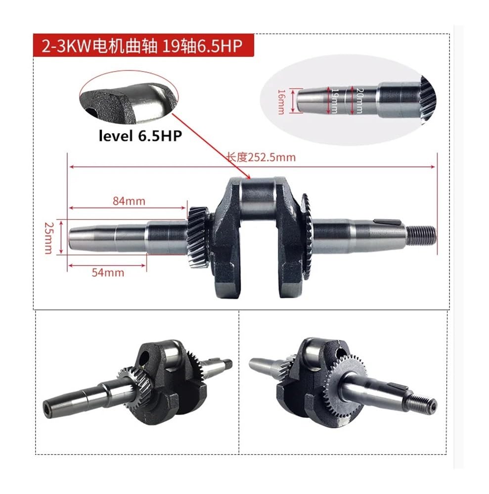 Cigüeñal Apto For Motores De Gasolina GX160, 168F, GX200, 170F, 5,5 HP, 6,5 HP, Generador De Agua De 2 A 3 KW, Longitud De 230 Mm O 252,5 Mm.(168F 20MM 6.5HP)