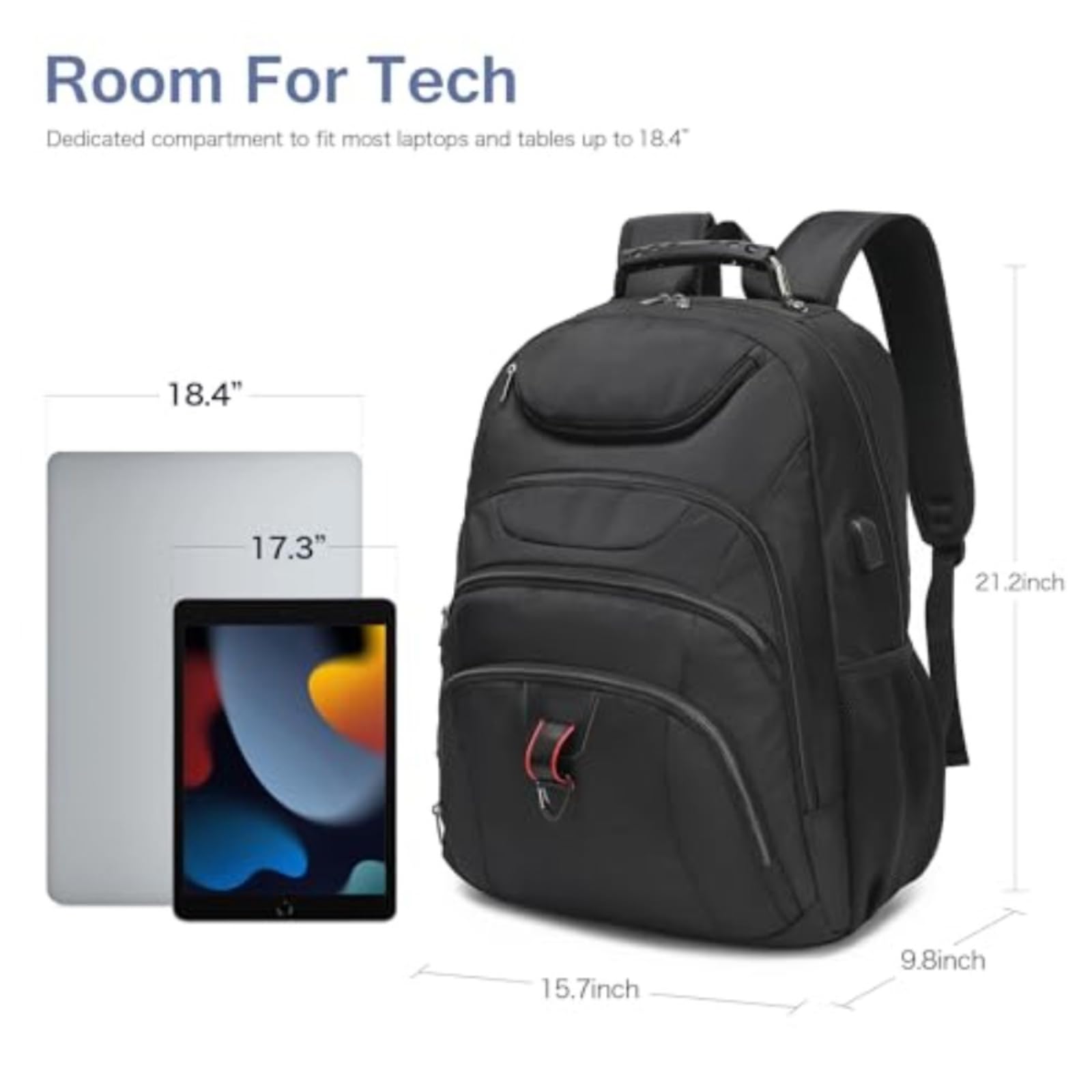 Zaino da Viaggio per Laptop Extra Grande Men37l Gioco Pollici-black-17 3