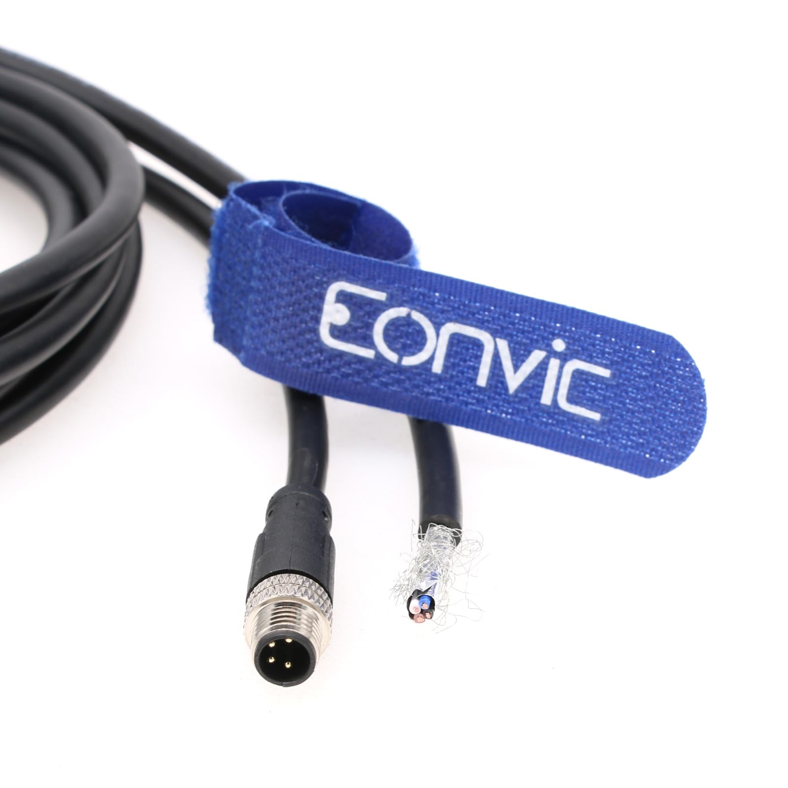 Eonvic Industrial M8 4 Pin A-Code Male to Open Connector Molded Shielded Aviation Sensor Cable Waterproof IP67 Cat 5e High Flex Cable 1M - Image 2
