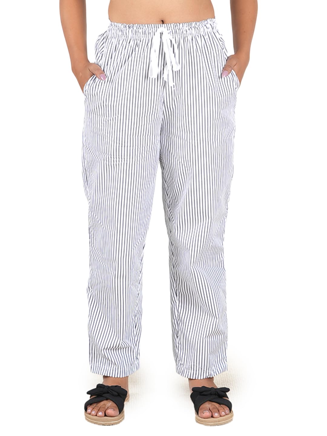 Women’s Pure Cotton Woven Pyjama | Mid Rise Relaxed Fit Elasticated Drawstring Waistband & Side Pocket | Comfortable Lounge, Sleepwear & Casual Bottom Wear(88364IW)-picture-20