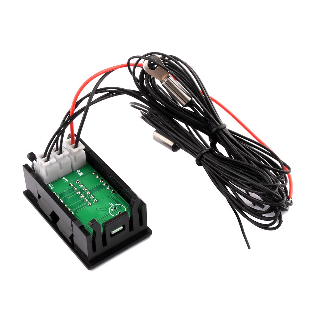 Sensore di Temperatura con Doppio Display DC4-28V 5V 12V 24V LED -50~210℃/-58~410℉ Termometro Digitale con 2 sonde NTC for Acquario (Color : Degree Fahrenheit)