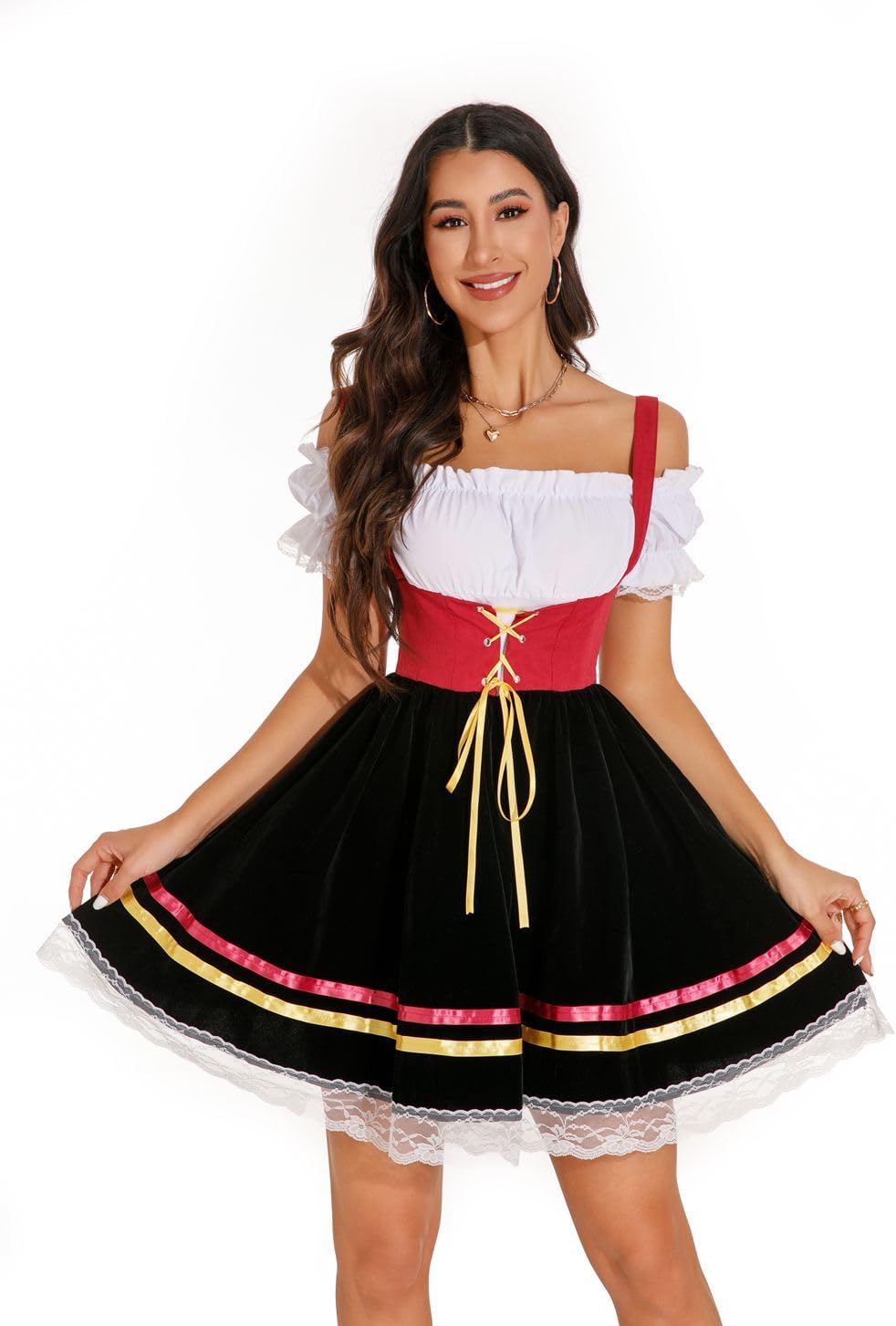 Women's Oktoberfest Costume Lace Dirndl Dresses 1pc German Beer Dresses for Oktober Festival Bavarian Costume - Image 6