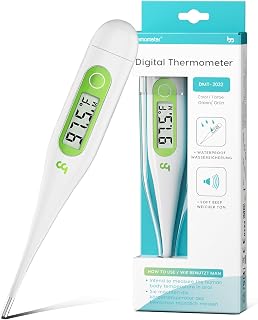 Femometer Thermometer for Adults and Kids, Digital Thermometer with Fever Alert, Memory Recall, C/F Switchable, for Oral, Rectal or Under Arm Use, Green