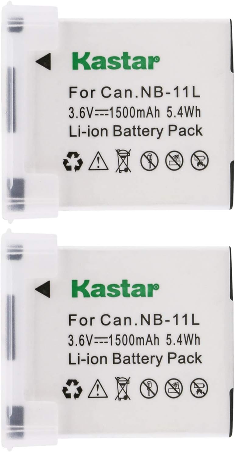 Kastar 2-Pack Battery Replacement for Canon NB-11L IXY A2300 A2400 A2500 A2600 A3400 A3500 A4000 A4050 SX400 SX410 SX420 IXUS 240 245 265 275 285 320