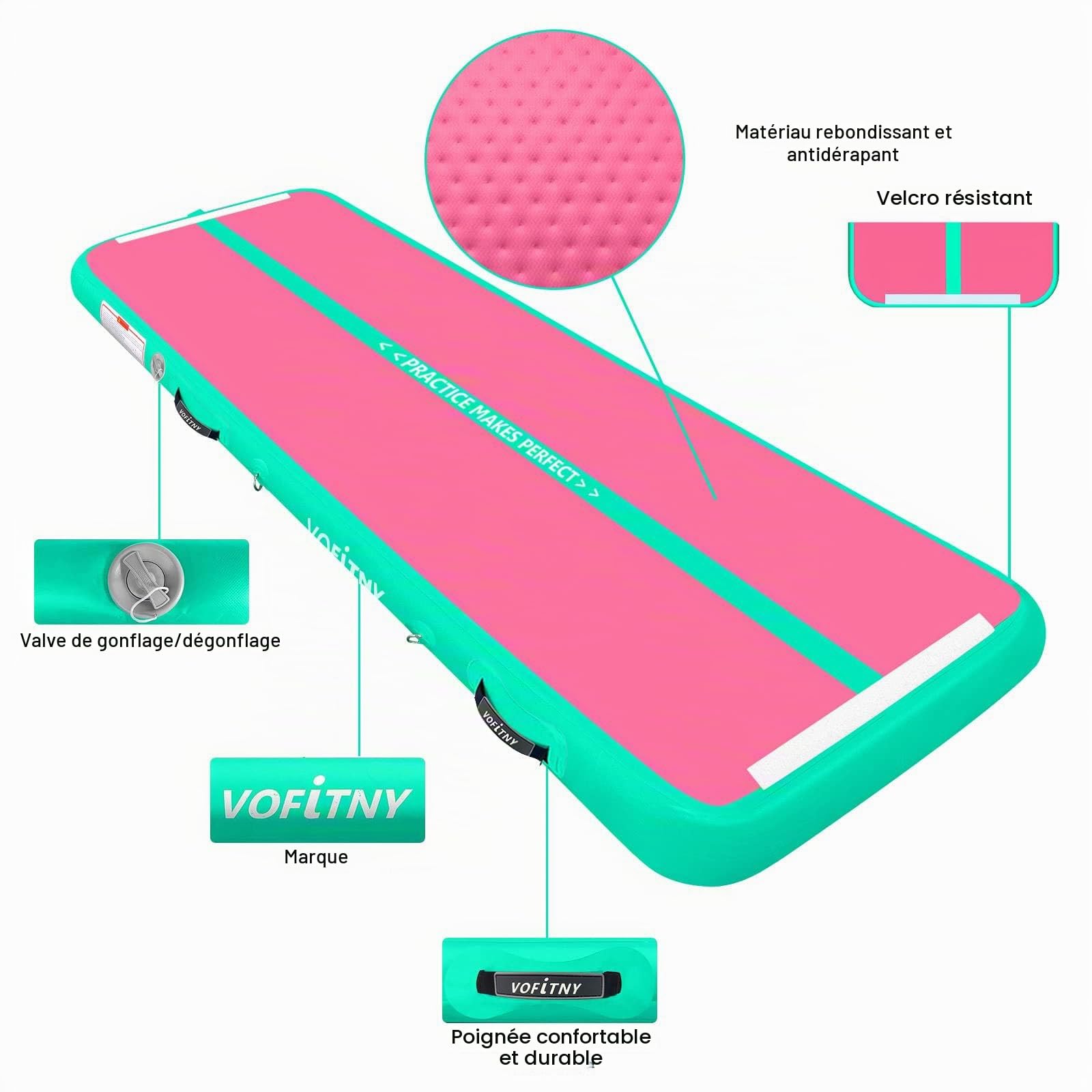 VOFiTNY Gymnastics Air Tumble Track Tumbling Track, Inflatable Gymnastics Training Mat with Electric Pump, Tumble Track for Home and Gym Use
