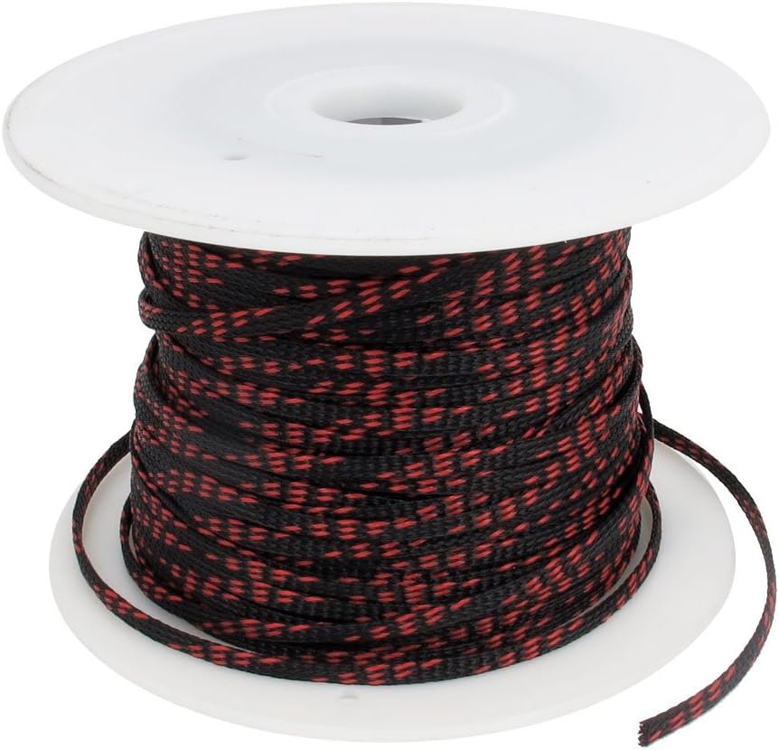 5mm Black Red Expandable Braid DENSE Cable Sleeve Audio DIY Wire 100m