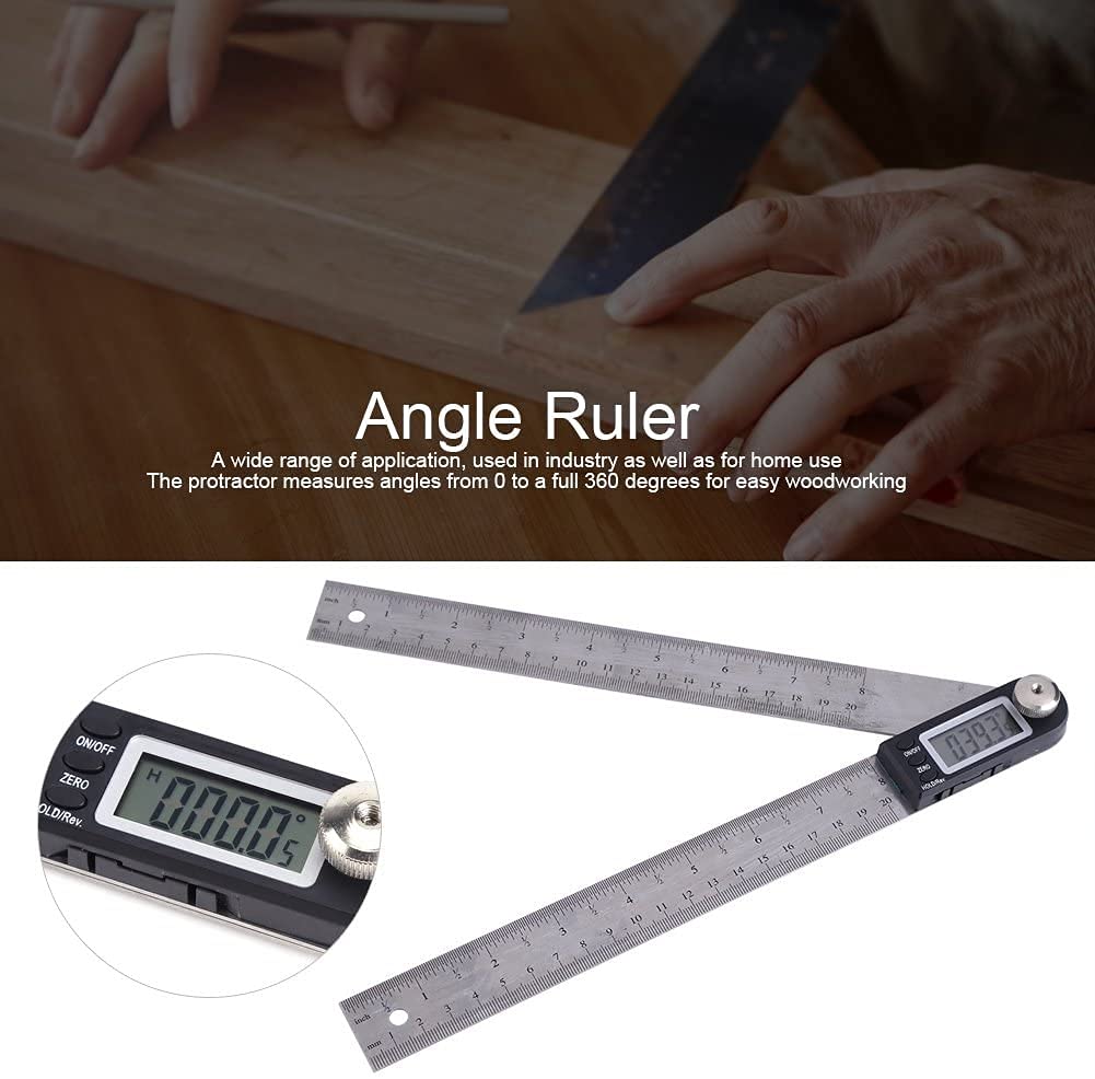 Righello angolo, esposizione del righello del righello dell'angolo digitale Goniometro in acciaio inossidabile, calibro Goniometro 200mm for appaltatore di carpenteria lavorazione del legno uso domest