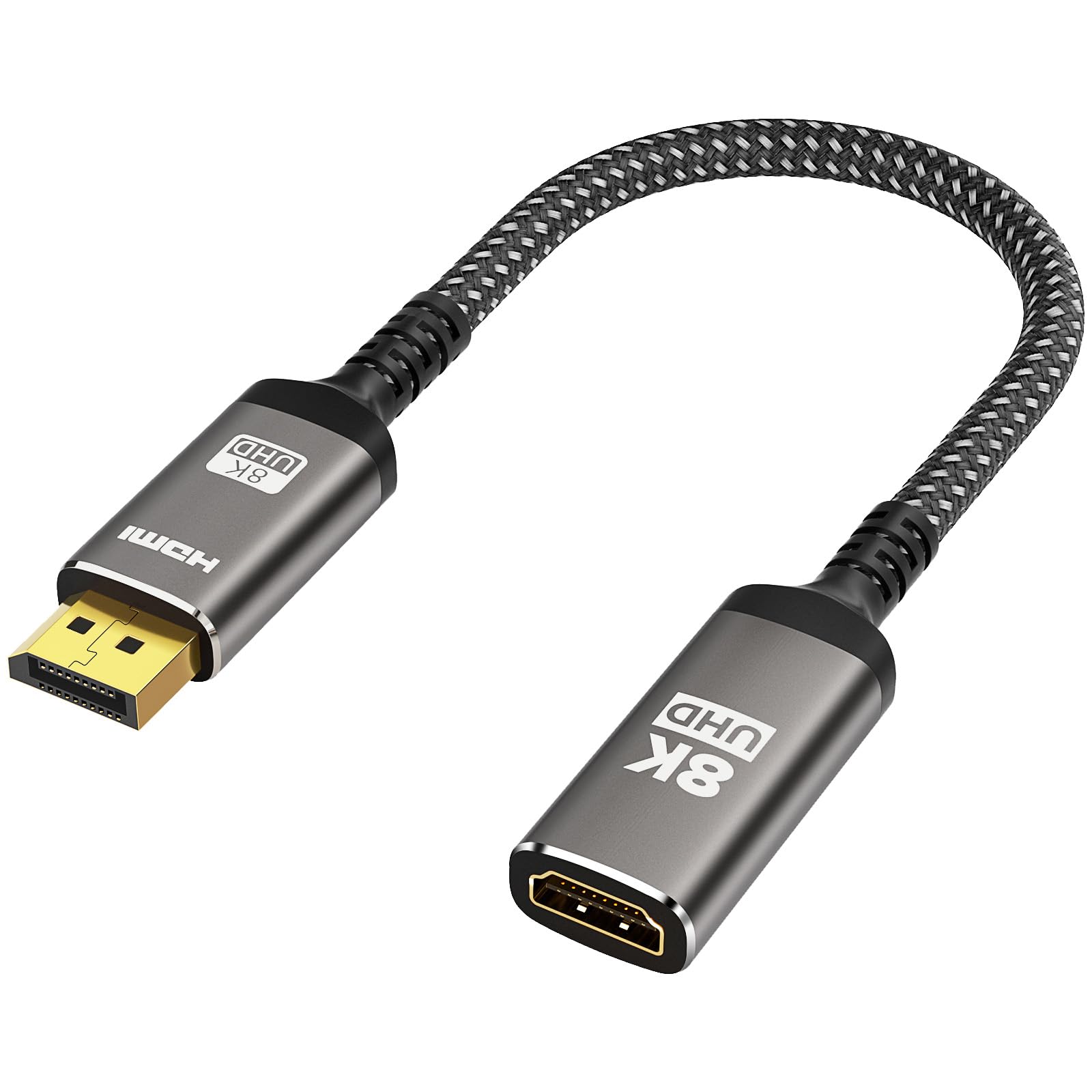 Adaptador DisplayPort a HDMI 2.1 4K 240Hz / 8K 60Hz, convertidor activo DP 1.4 a HDMI, unidireccional para GPU de escritorio NVIDIA RTX/AMD RX, no compatible con PS5/Xbox